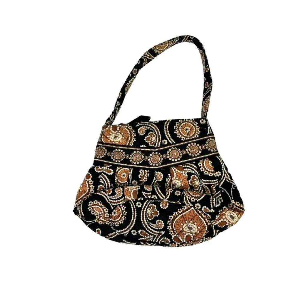 Vera Bradley Womens Shoulder Bag in Cafe Caffe Latte Brown Black Hannah Style